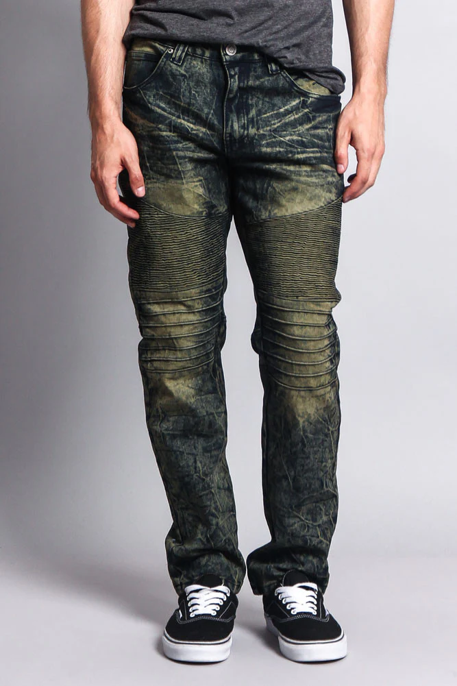 Stain Wash Biker Denim Jeans - Image 17