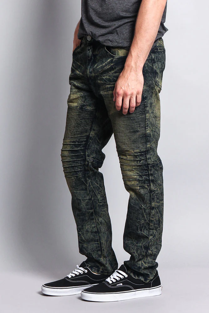 Stain Wash Biker Denim Jeans - Image 18