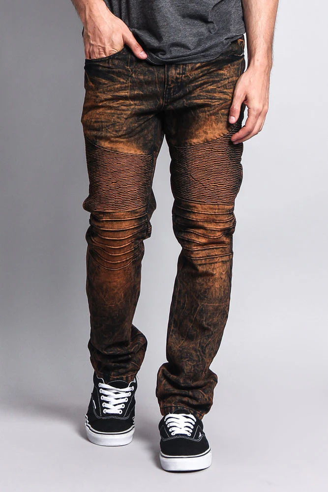 Stain Wash Biker Denim Jeans - Image 25