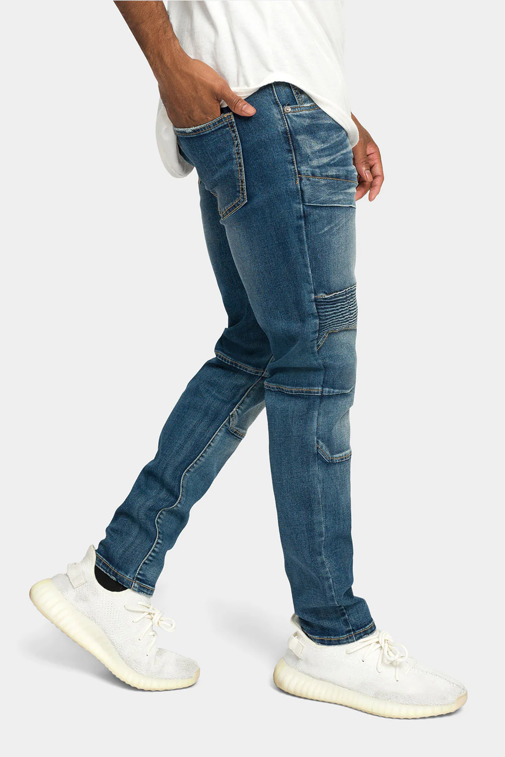 Stitch Stacked Moto Biker Denim Jeans - Image 10