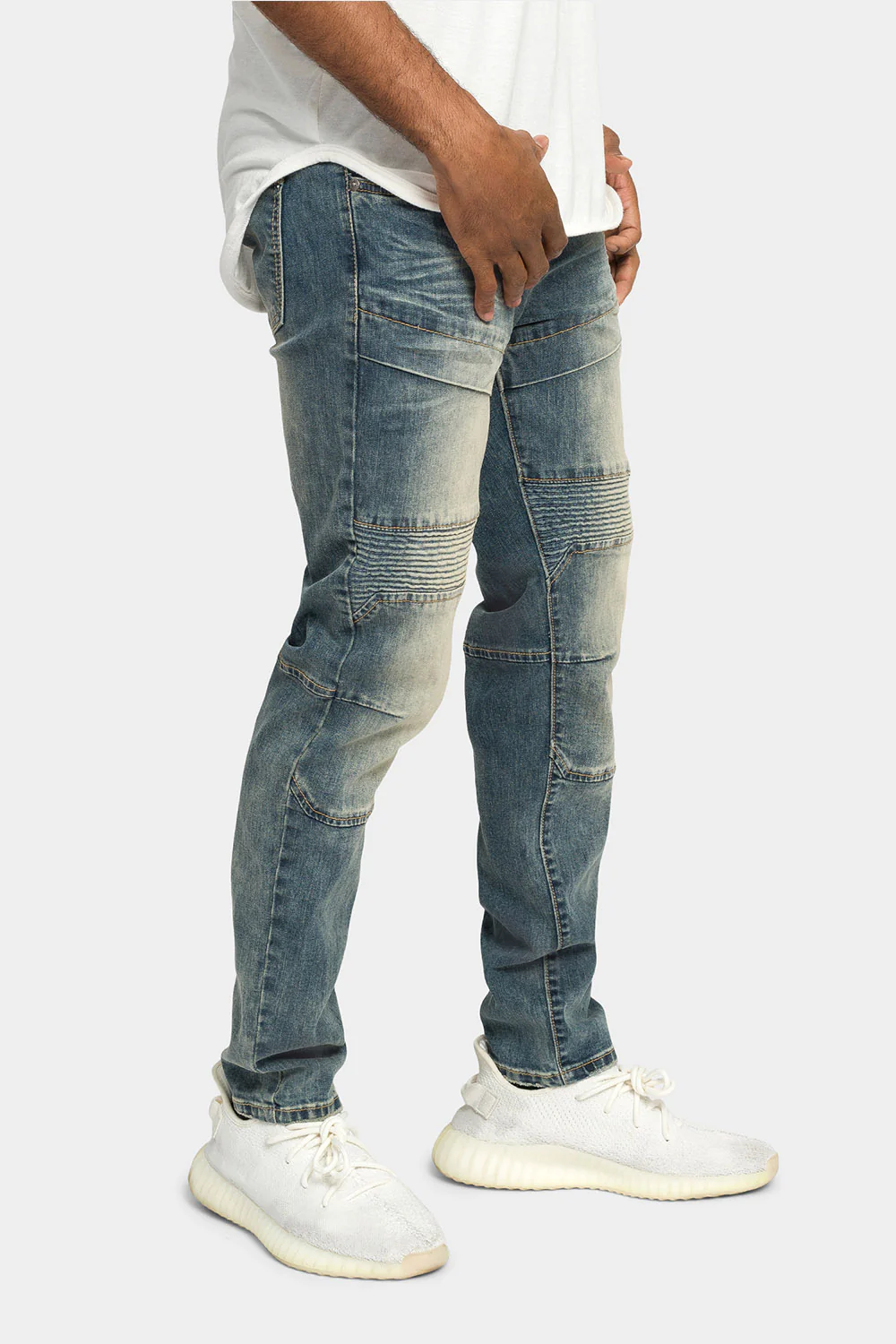 Stitch Stacked Moto Biker Denim Jeans - Image 14