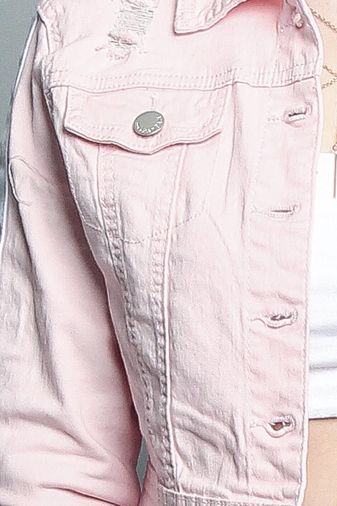 Striped Cropped Distressed Jacket - Image 6
