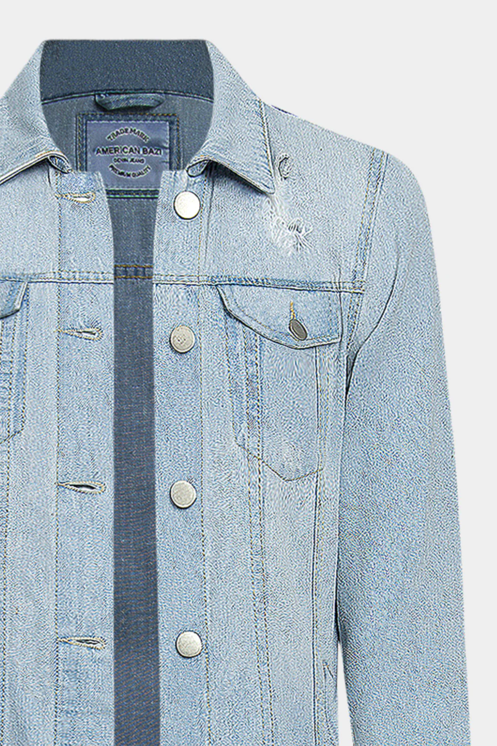 Super Long Distressed Denim Jean Jacket - Image 32