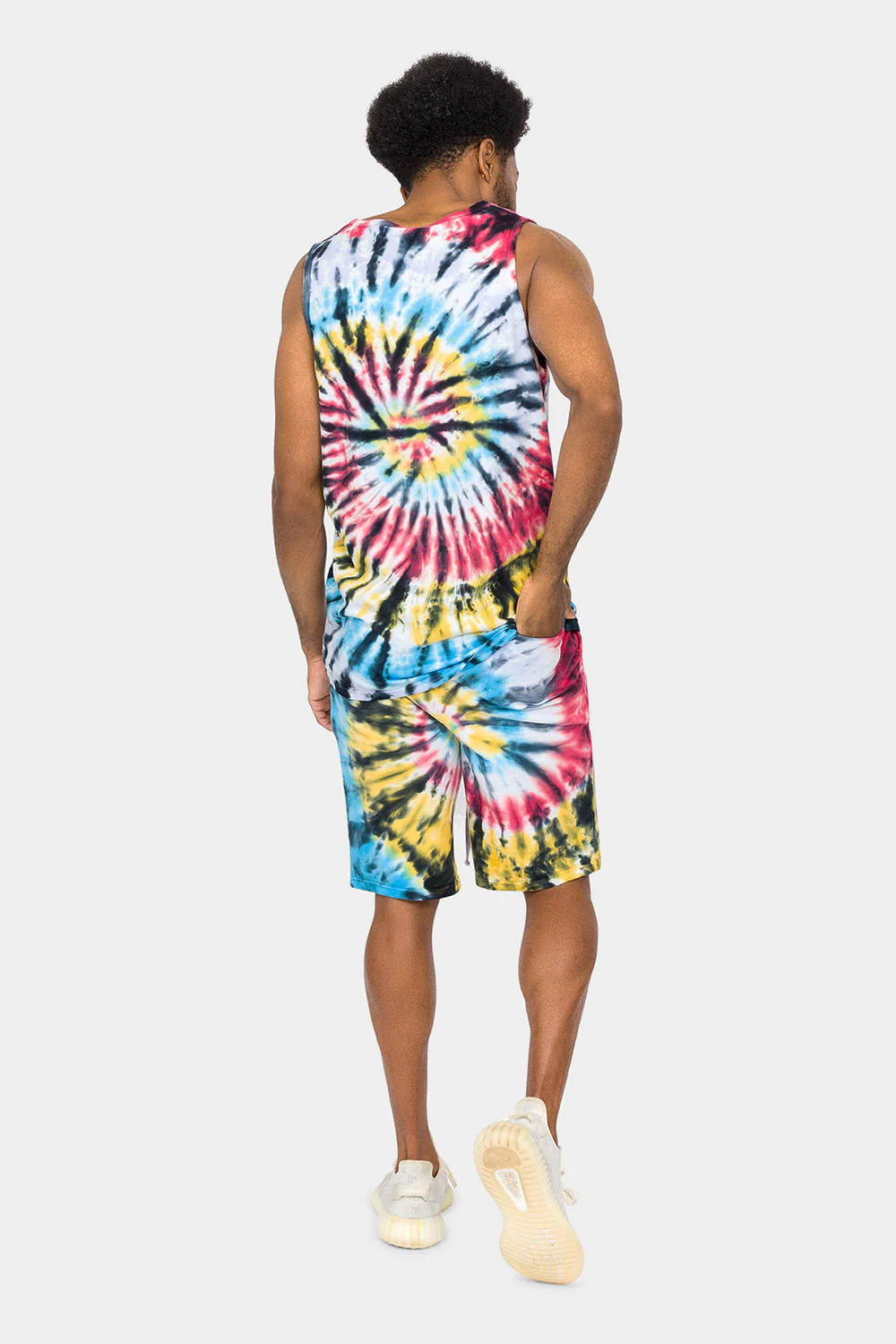 Swirl Tie Dye Cotton Tank Top Shorts Set - Image 3