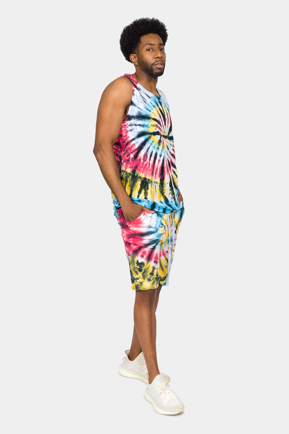 Swirl Tie Dye Cotton Tank Top Shorts Set - Image 4