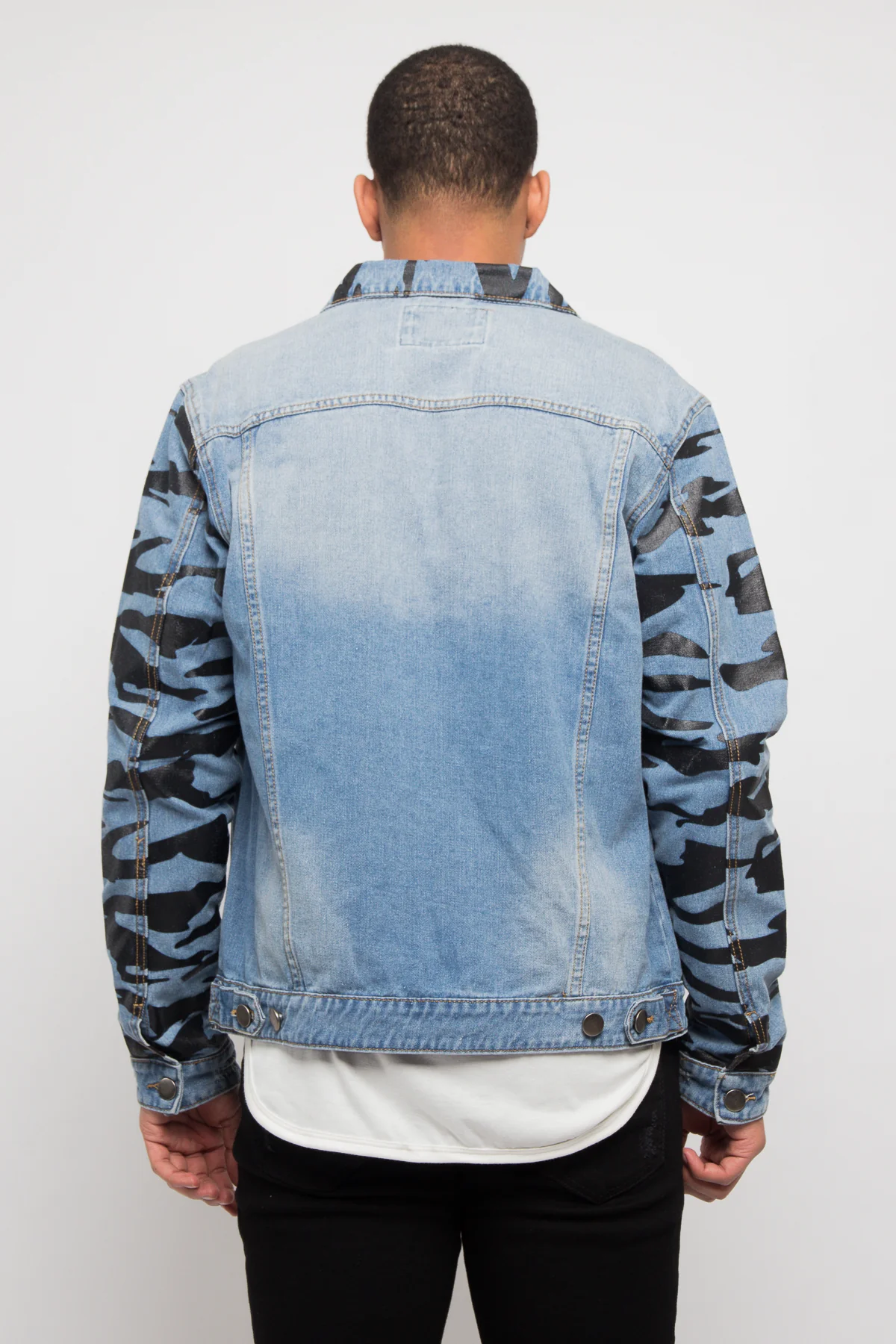 Tiger Striped Sleeve Denim Jacket - Image 3