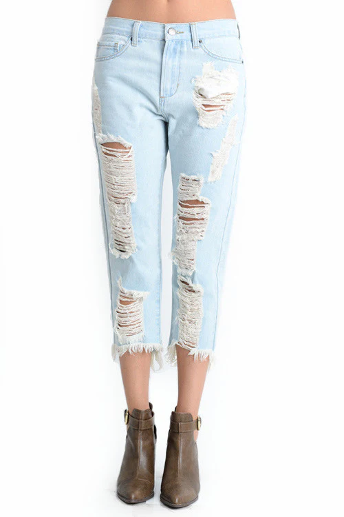 Torn Low-Rise Boyfriend Jeans - Image 5