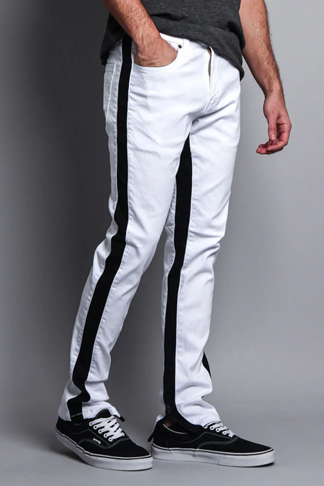 Track Style Zippered Skinny Jean with Accent Band - Image 22
