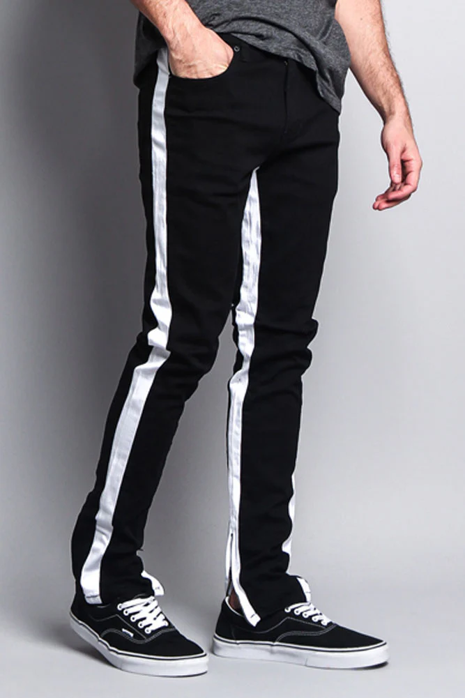 Track Style Zippered Skinny Jean with Accent Band - Image 28