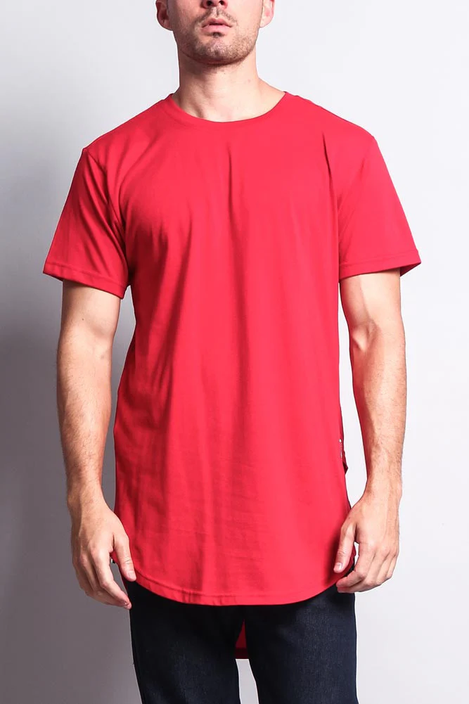 Triple Stacked Contrast Long Length Curved Hem T-Shirt - Image 12