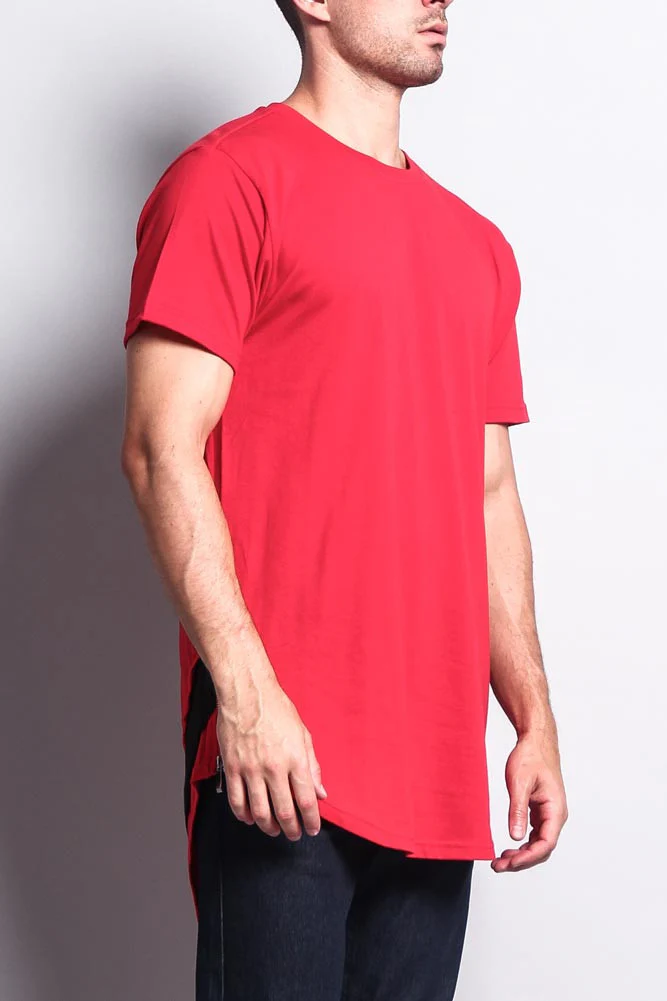 Triple Stacked Contrast Long Length Curved Hem T-Shirt - Image 16