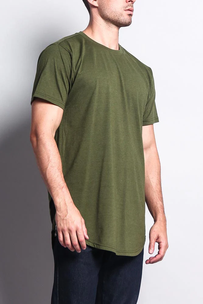 Triple Stacked Contrast Long Length Curved Hem T-Shirt - Image 7