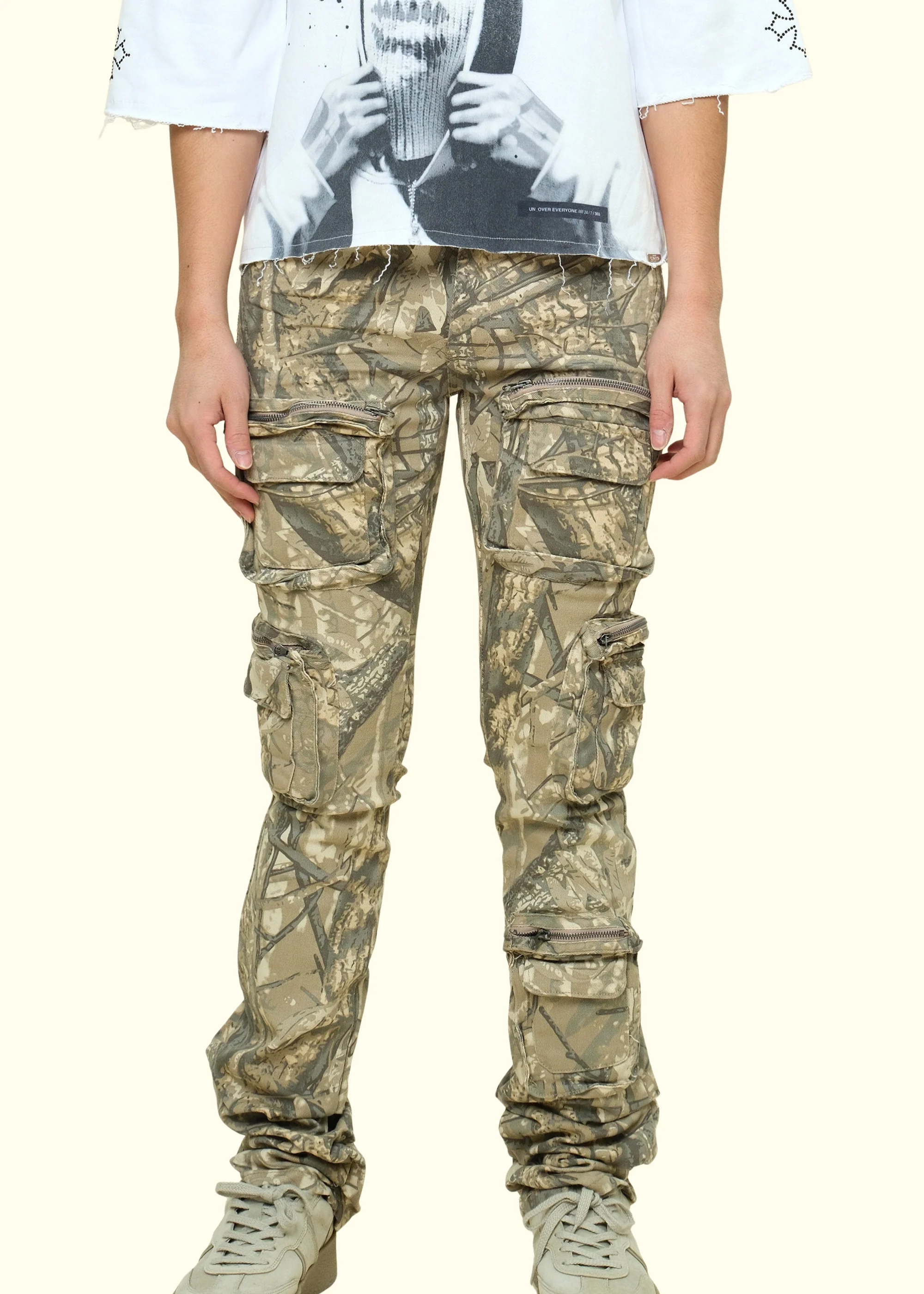 Twill Stacked Pants W/Multi Cargo Pocket - Image 2