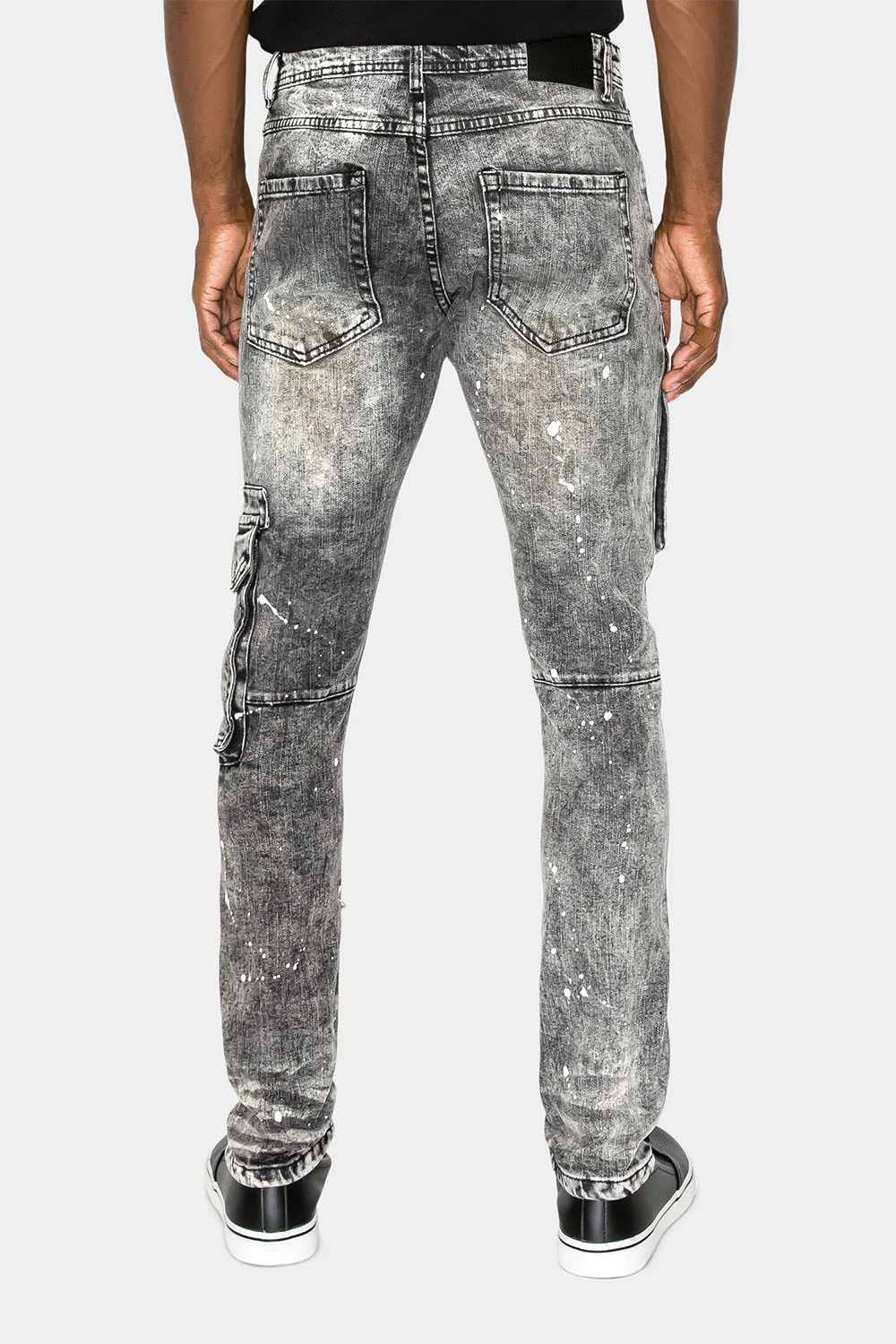 Two Tone Cargo Pocket Denim Jeans - Image 3