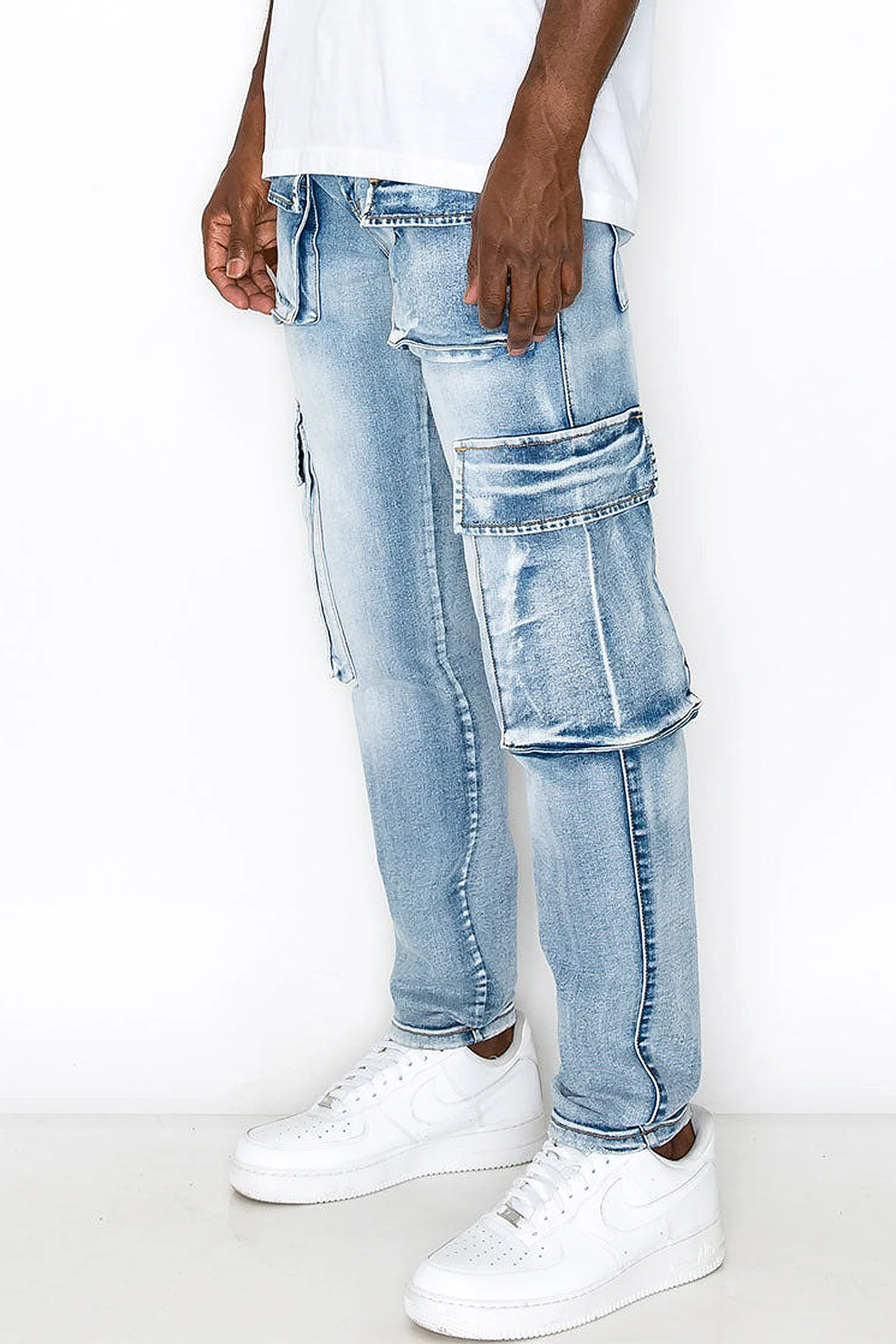 Utility Cargo Multi Pockets Denim Jeans - Image 3