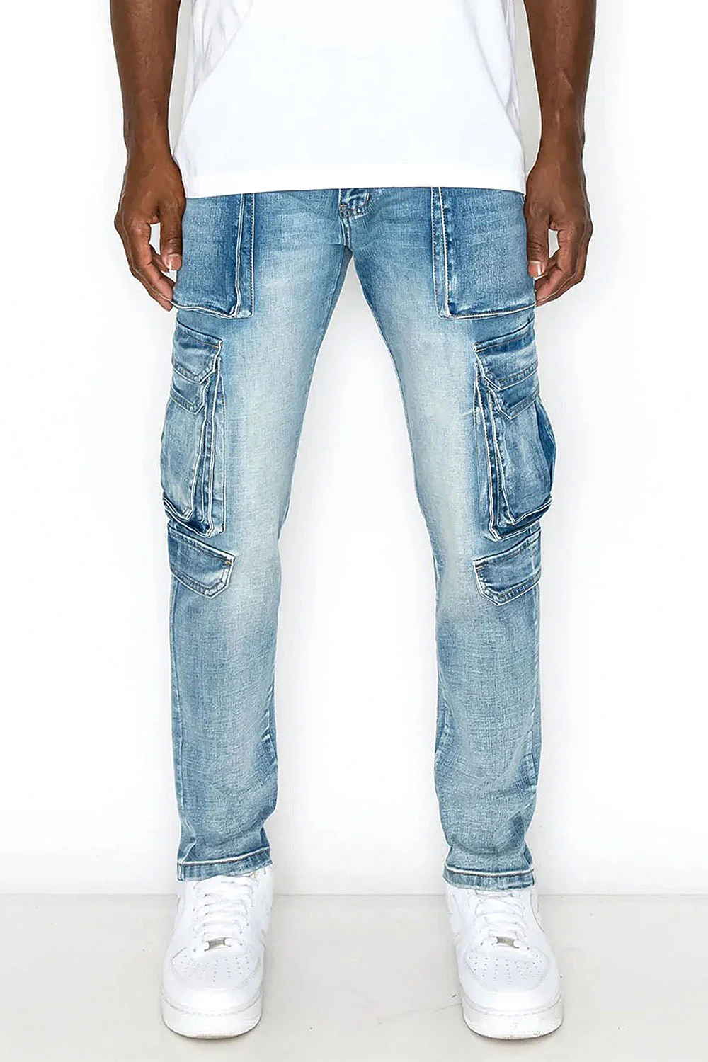 Utility Cargo Relaxed Slim Fit Denim Jeans - Image 2