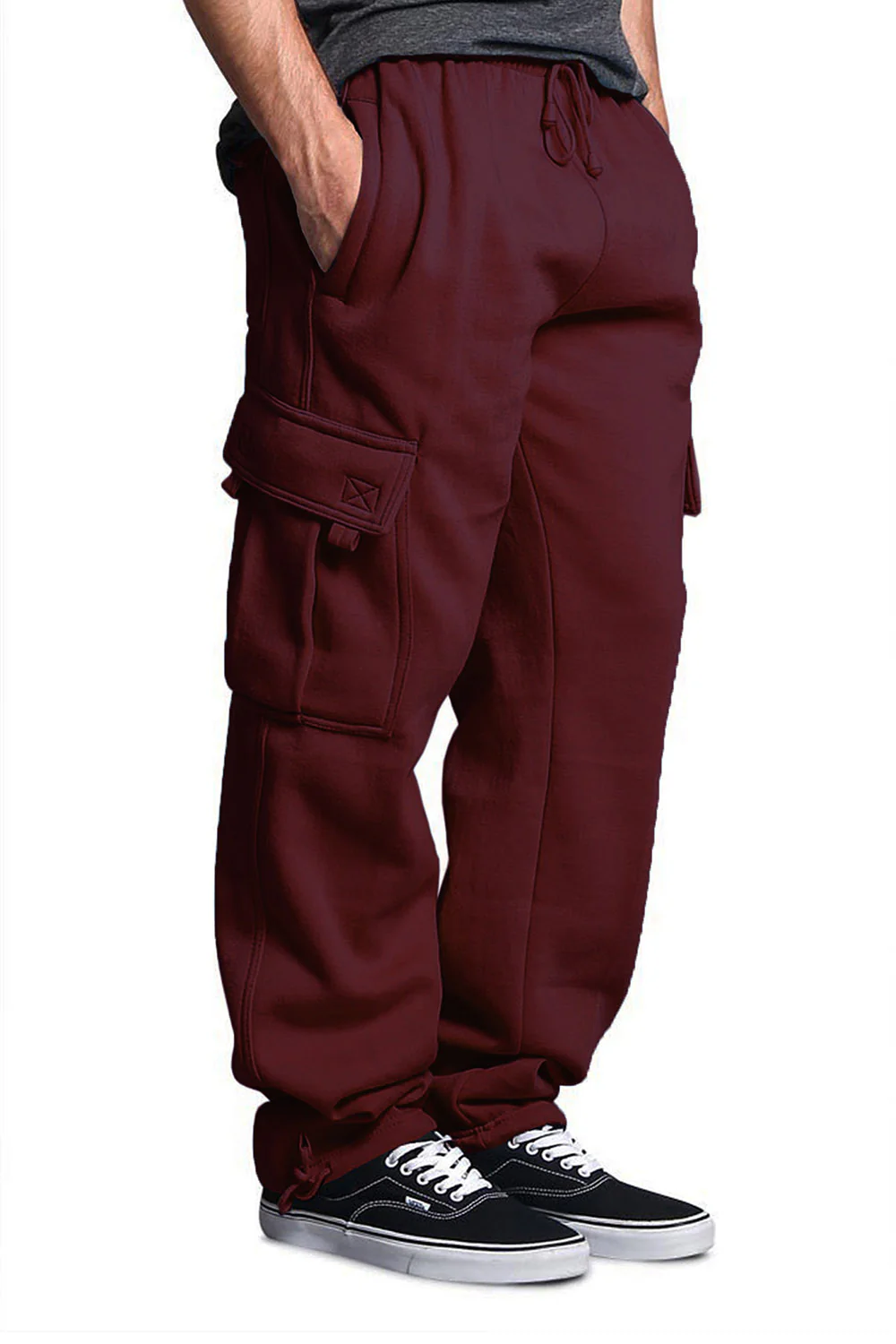 Victorious Men's Solid Fleece Heavyweight Cargo Sweat Pants - Image 2