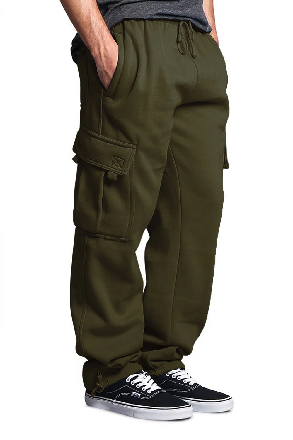 Victorious Men's Solid Fleece Heavyweight Cargo Sweat Pants - Image 5