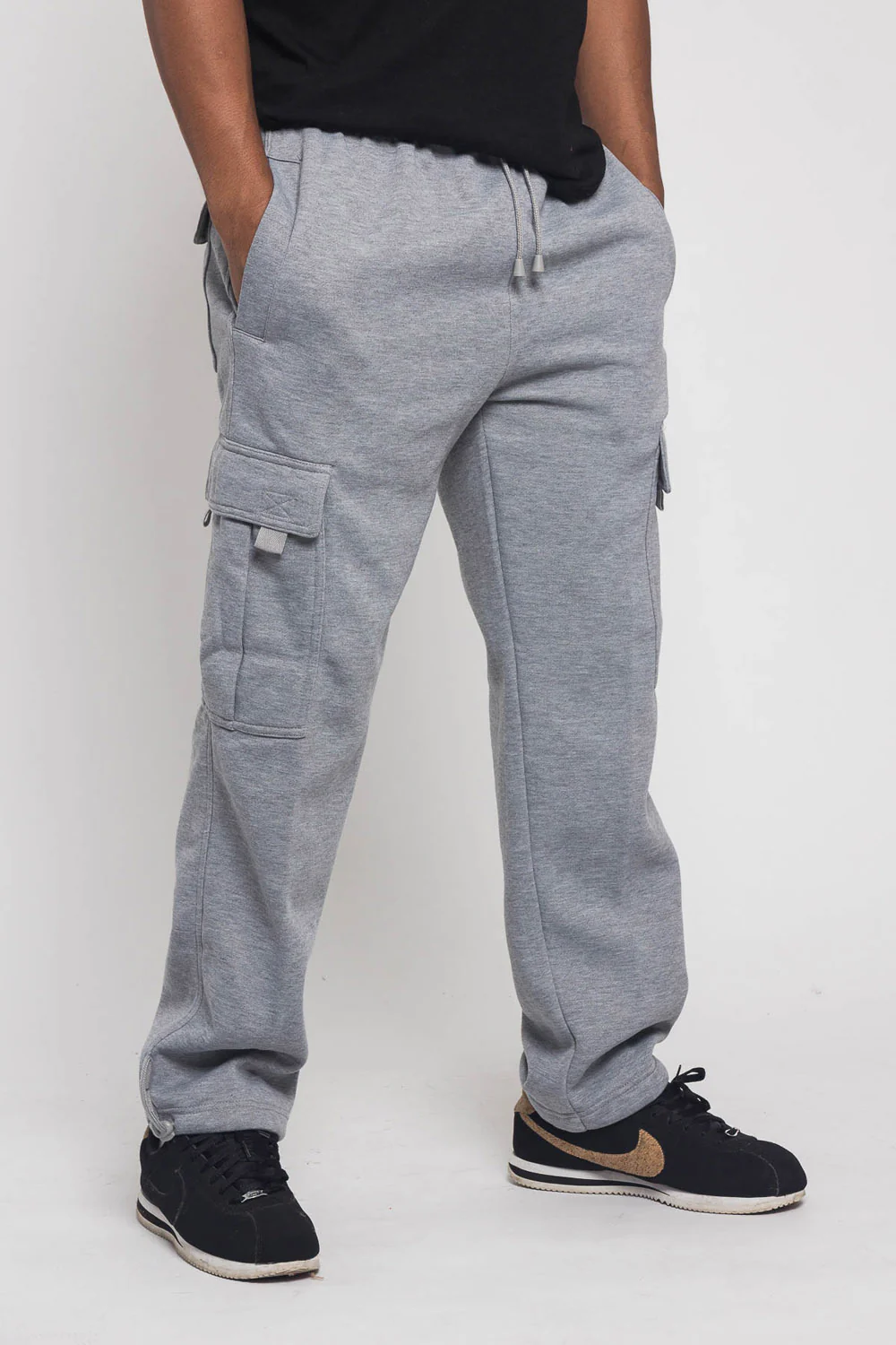 Victorious Men's Solid Fleece Heavyweight Cargo Sweat Pants - Image 40