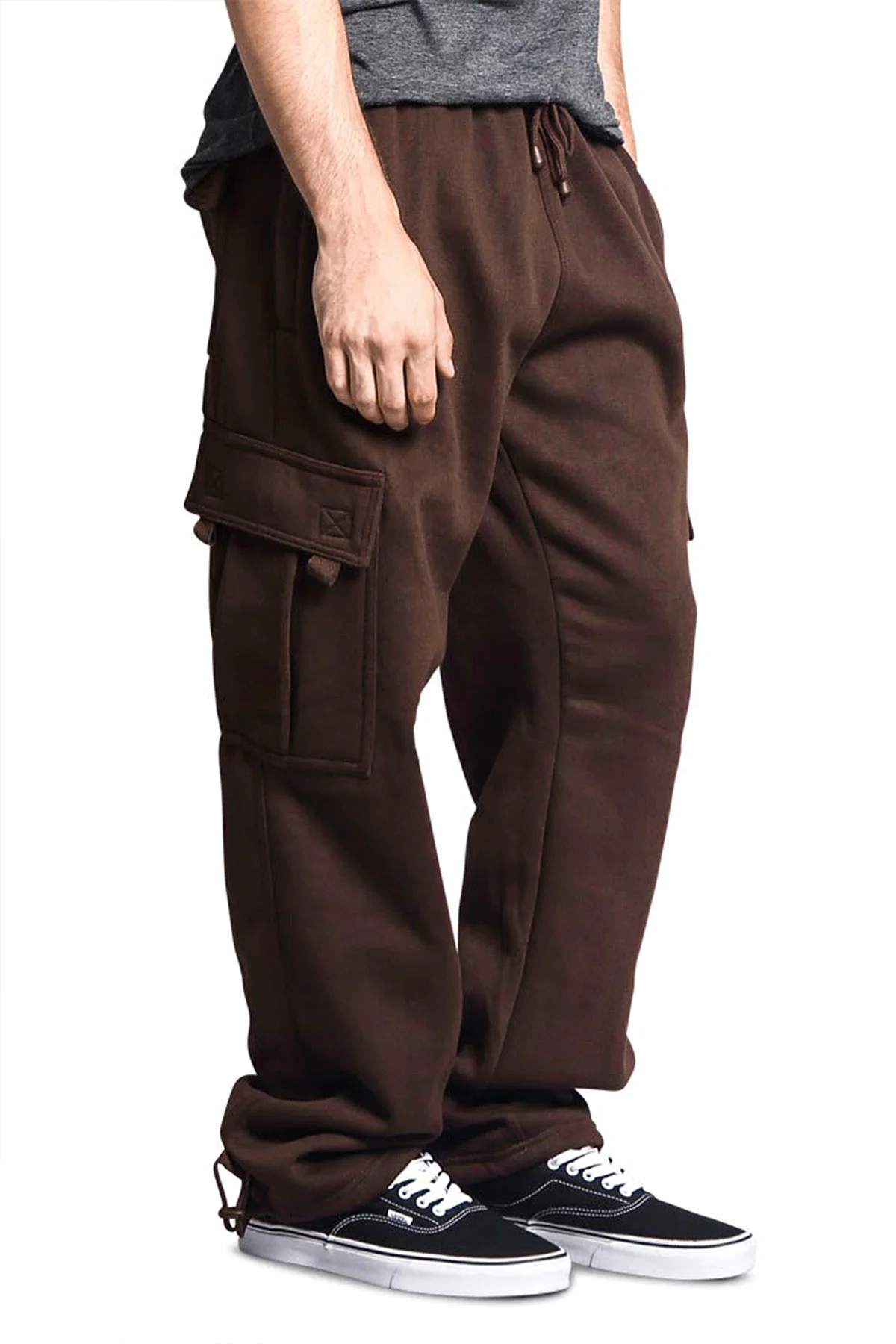 Victorious Men's Solid Fleece Heavyweight Cargo Sweat Pants - Image 51