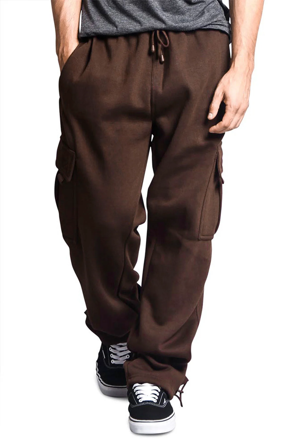 Victorious Men's Solid Fleece Heavyweight Cargo Sweat Pants - Image 52