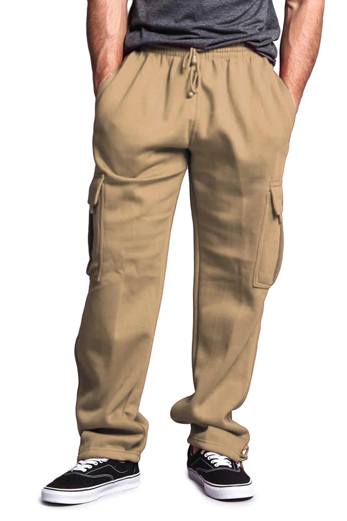 Victorious Men's Solid Fleece Heavyweight Cargo Sweat Pants - Image 53