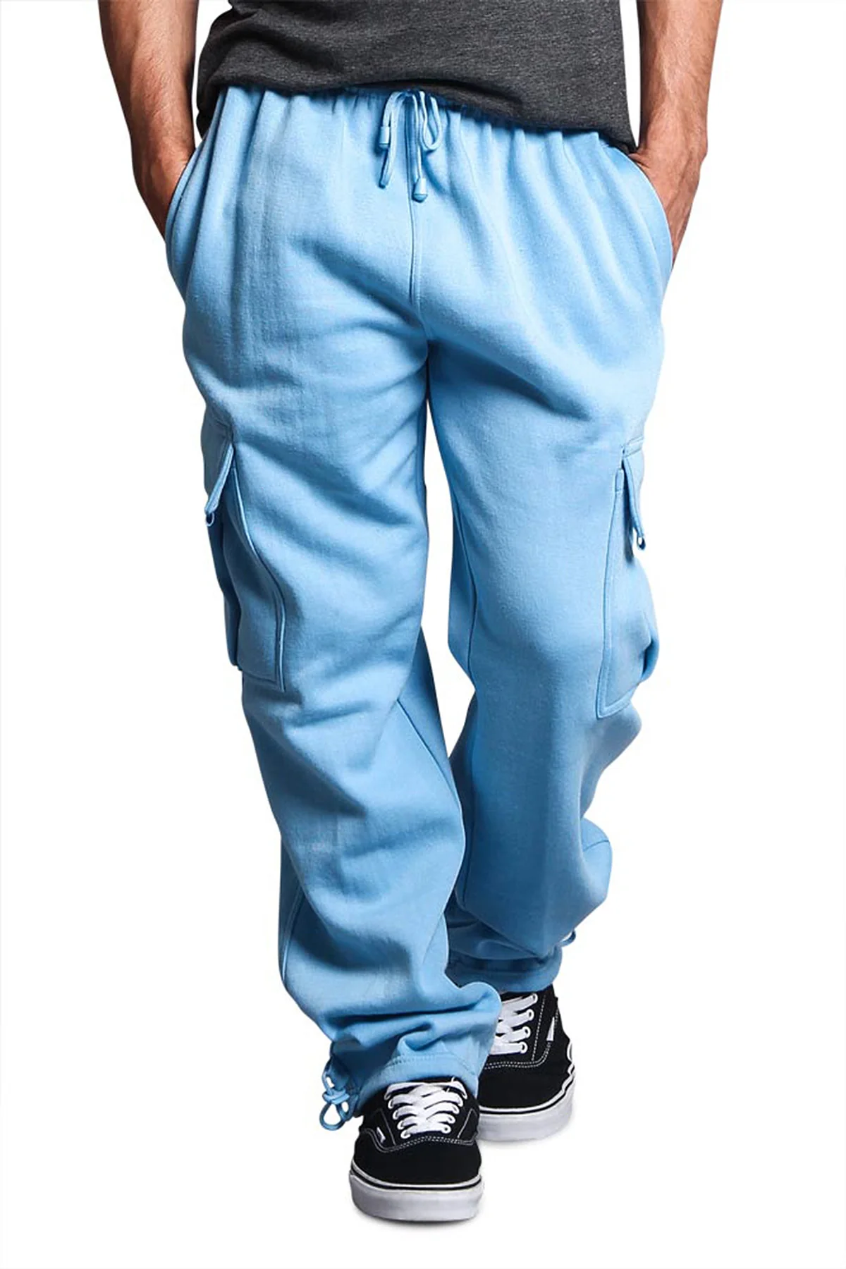 Victorious Men's Solid Fleece Heavyweight Cargo Sweat Pants - Image 58