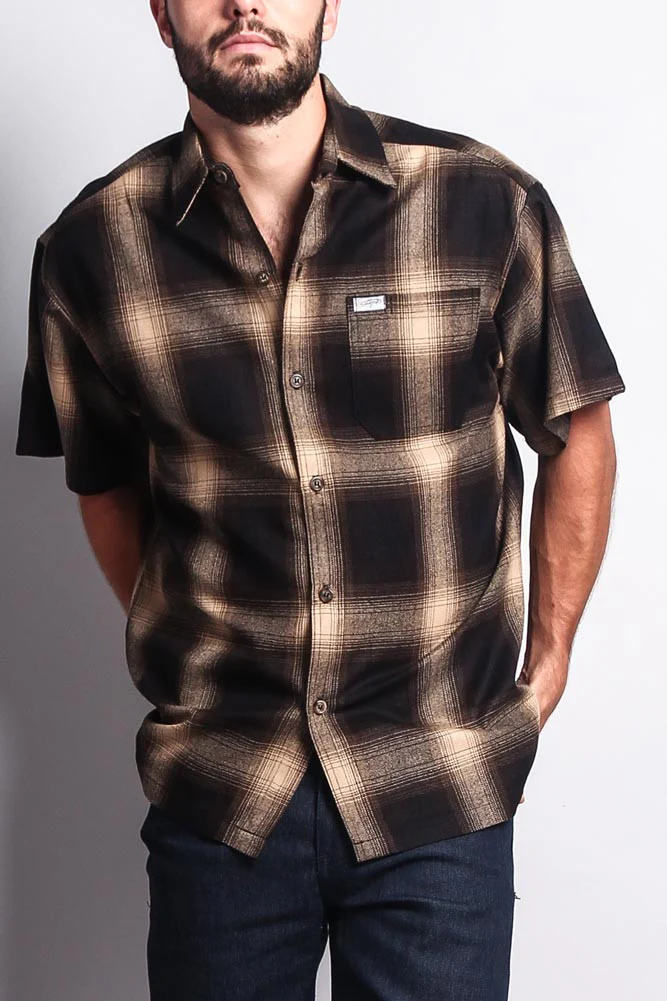 Western Casual Plaid Short Sleeve Button Up Shirt - Image 11