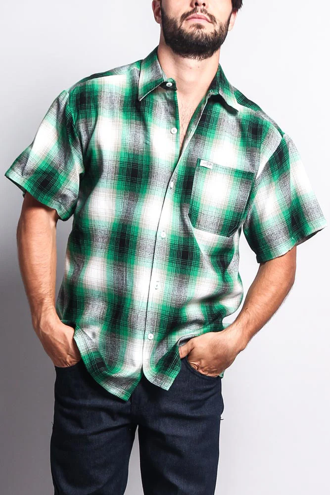 Western Casual Plaid Short Sleeve Button Up Shirt - Image 17