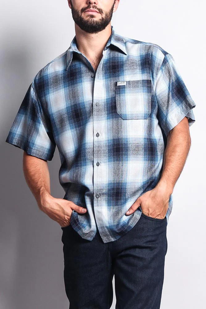 Western Casual Plaid Short Sleeve Button Up Shirt - Image 27