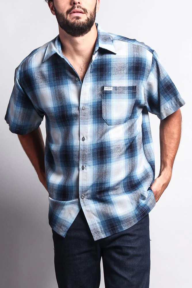 Western Casual Plaid Short Sleeve Button Up Shirt - Image 31