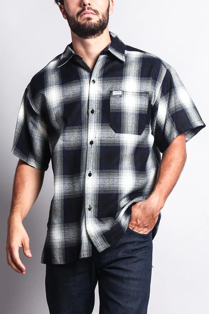 Western Casual Plaid Short Sleeve Button Up Shirt - Image 36