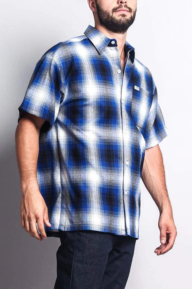 Western Casual Plaid Short Sleeve Button Up Shirt - Image 40