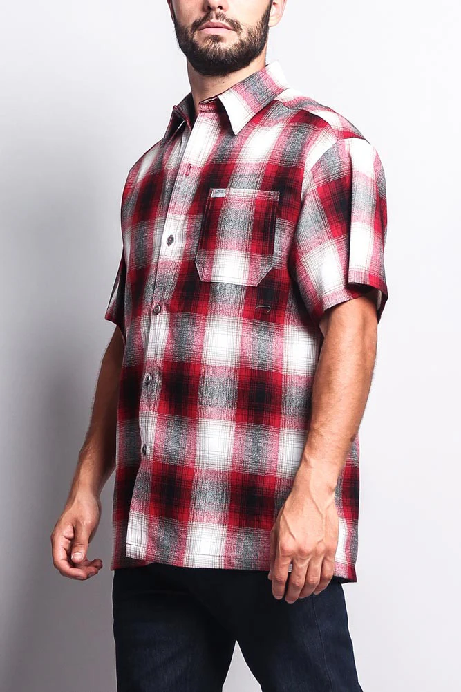 Western Casual Plaid Short Sleeve Button Up Shirt - Image 42