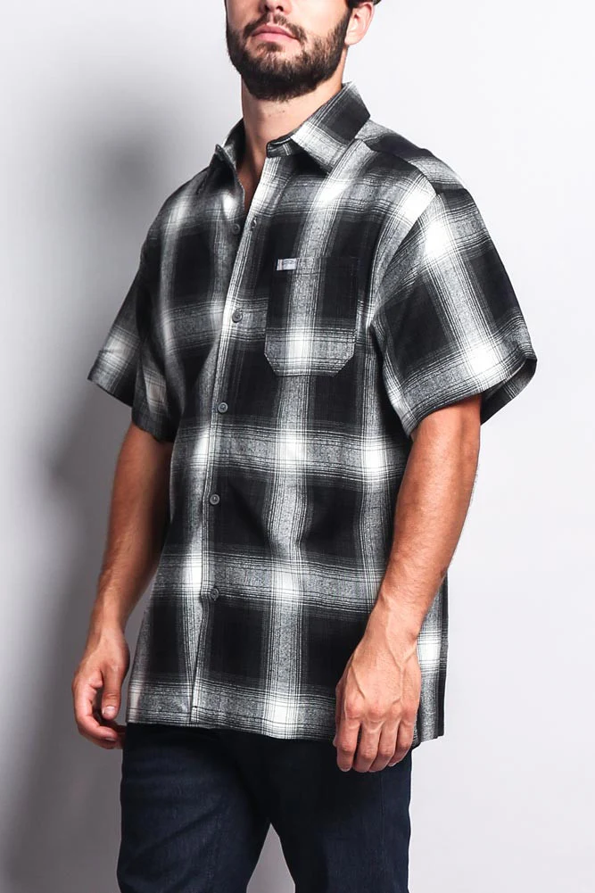 Western Casual Plaid Short Sleeve Button Up Shirt - Image 47