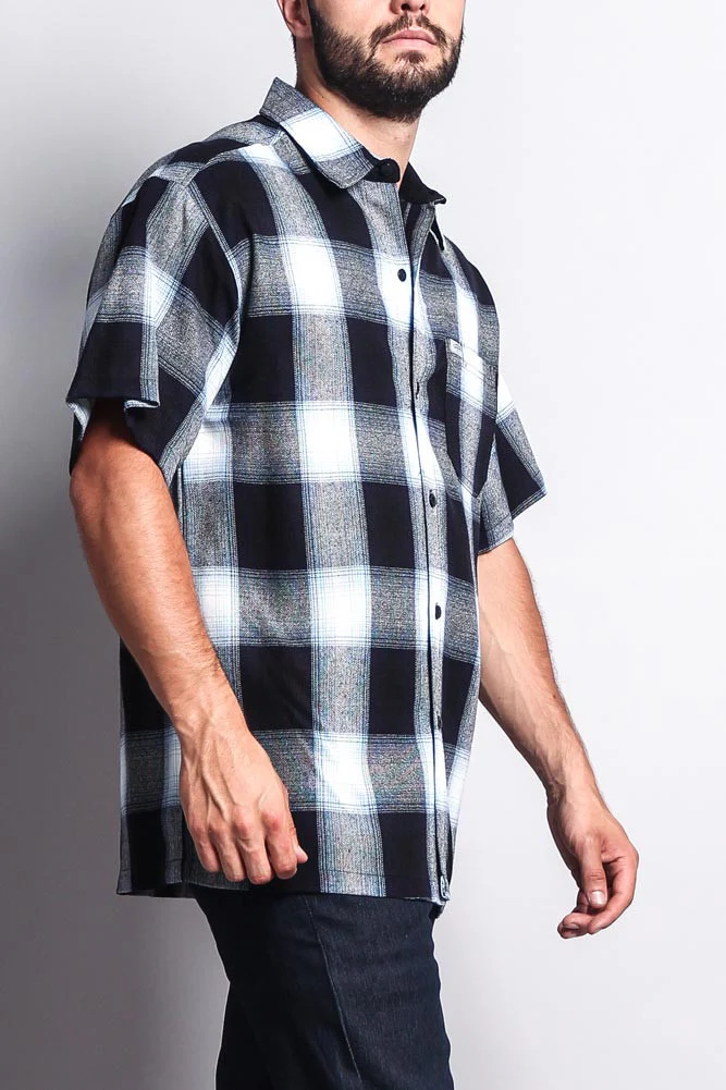 Western Casual Plaid Short Sleeve Button Up Shirt - Image 5