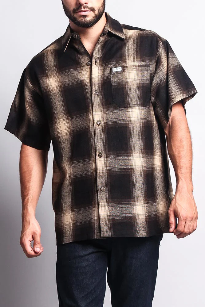 Western Casual Plaid Short Sleeve Button Up Shirt - Image 7