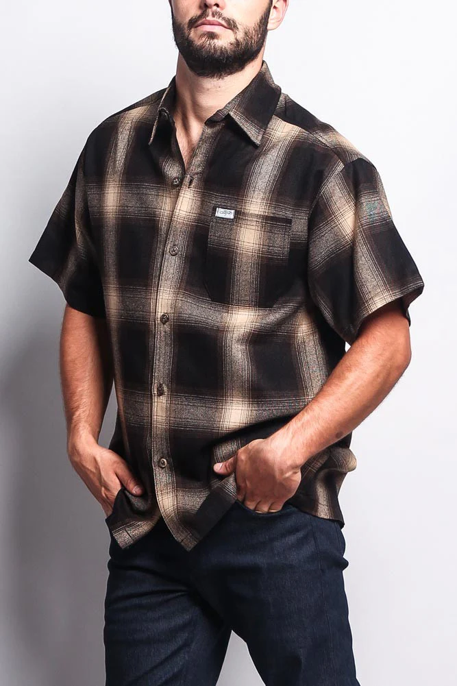 Western Casual Plaid Short Sleeve Button Up Shirt - Image 8