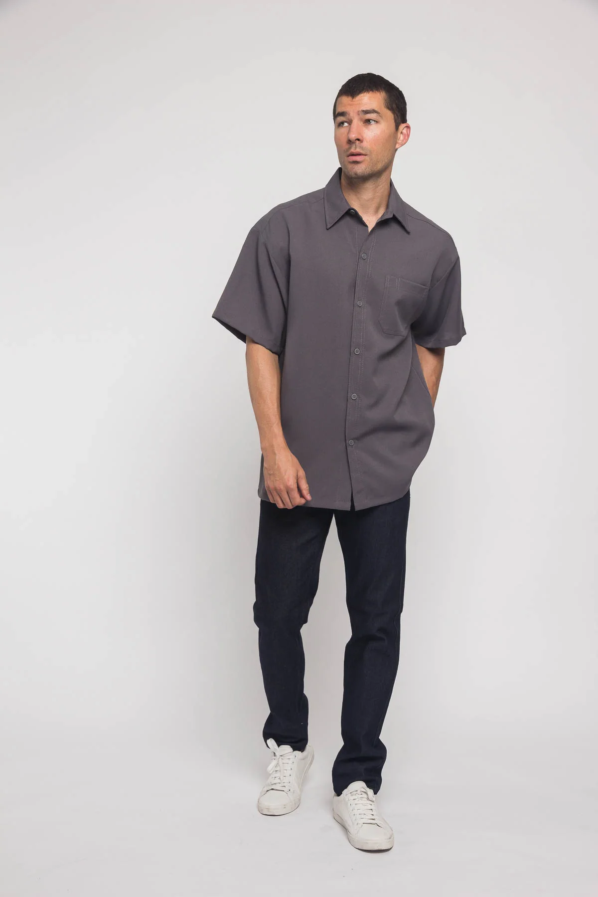 Western Casual Solid Short Sleeve Button Up Shirt - Image 30