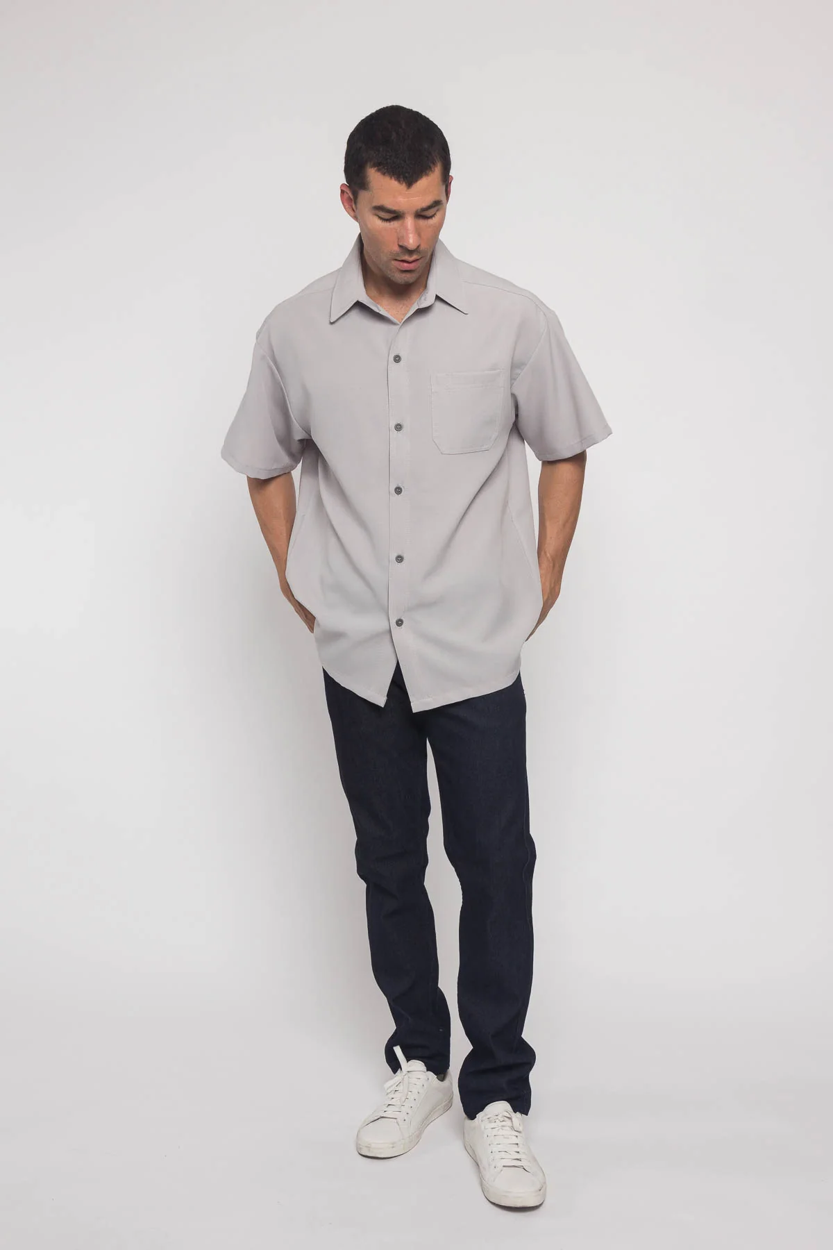 Western Casual Solid Short Sleeve Button Up Shirt - Image 36
