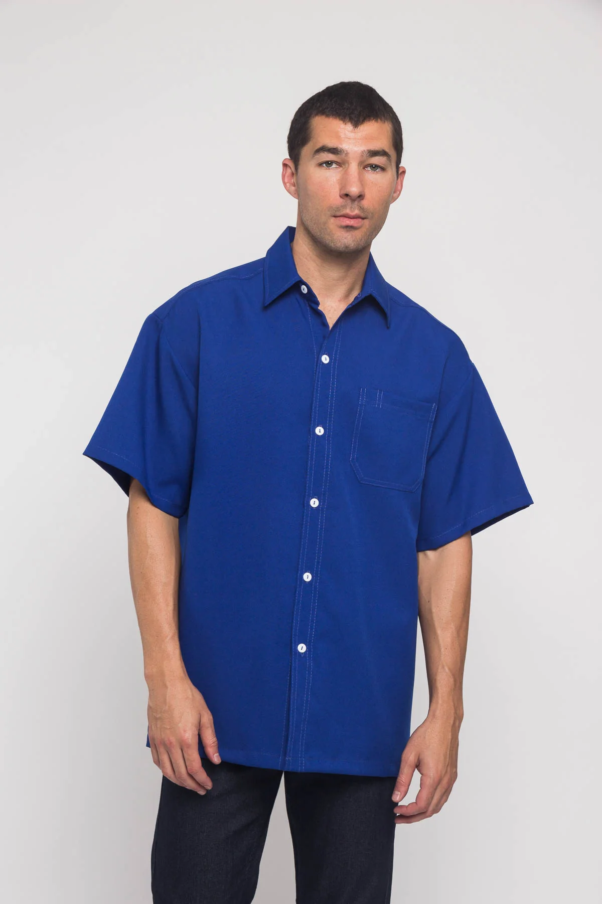 Western Casual Solid Short Sleeve Button Up Shirt - Image 7