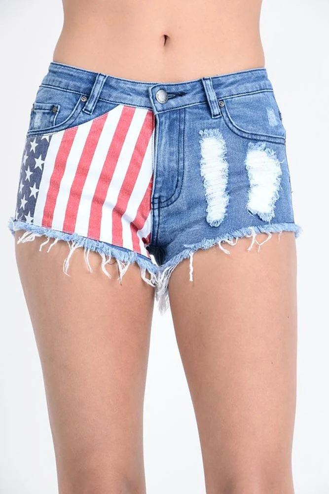 Women's American Flag Denim Shorts - Image 11