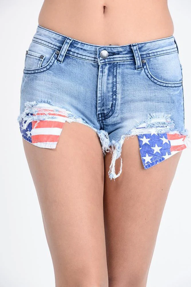 Women's American Flag Denim Shorts - Image 15