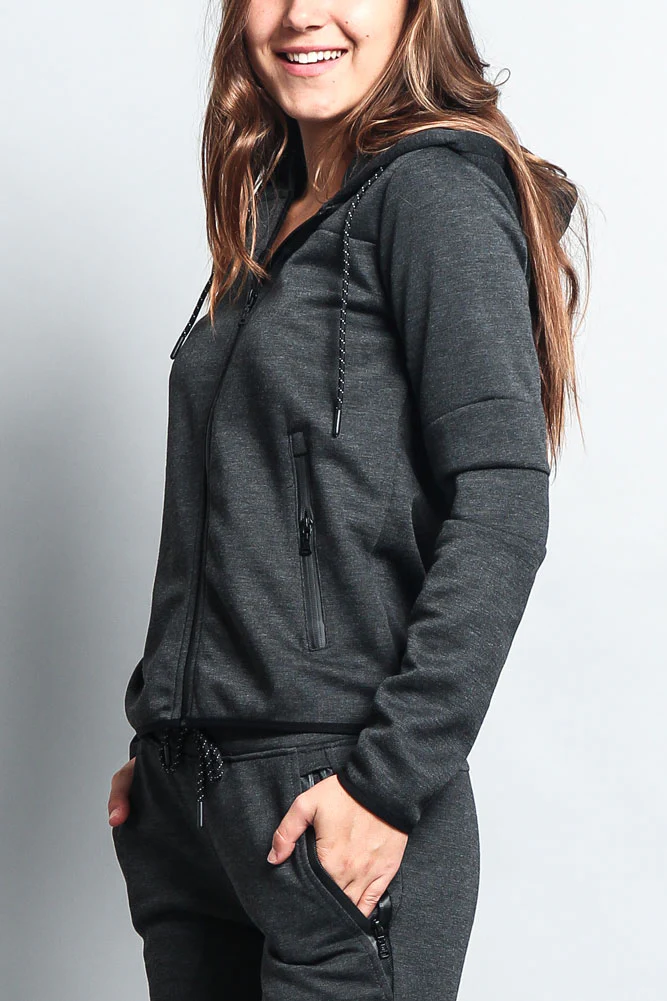 Women's Athletic Zip Up Hooded Sweater (Top Only) - Image 3