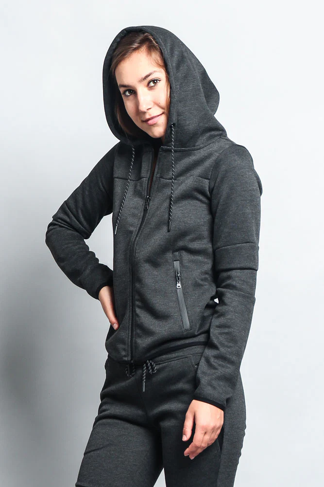 Women's Athletic Zip Up Hooded Sweater (Top Only) - Image 7