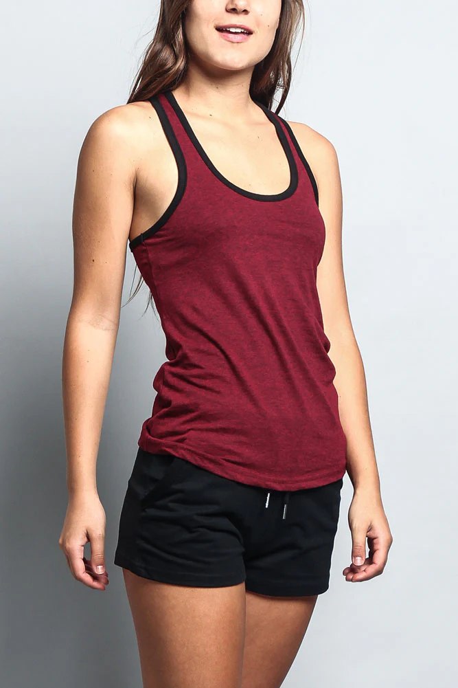Women's Basic Contrast Piping Light Weight Tank Top (2-Pack) - Image 20