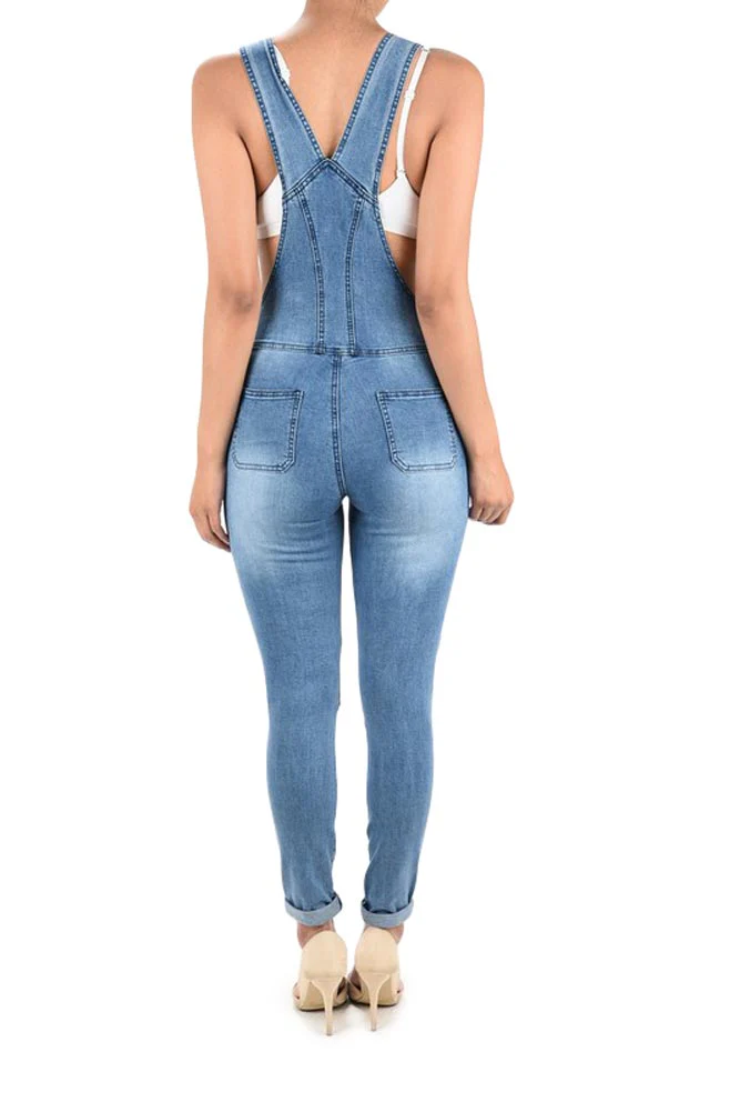 Women's Biker Denim Overalls - Image 3