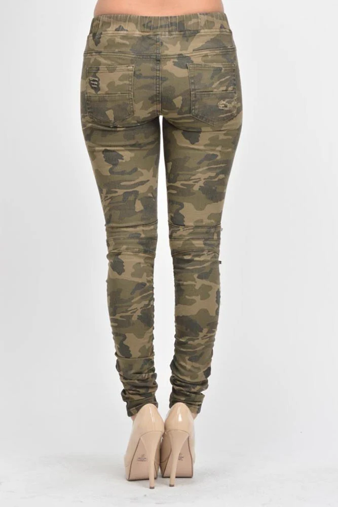 Women's Biker Style Ripped Zip Rider Jogger Pants - Image 12