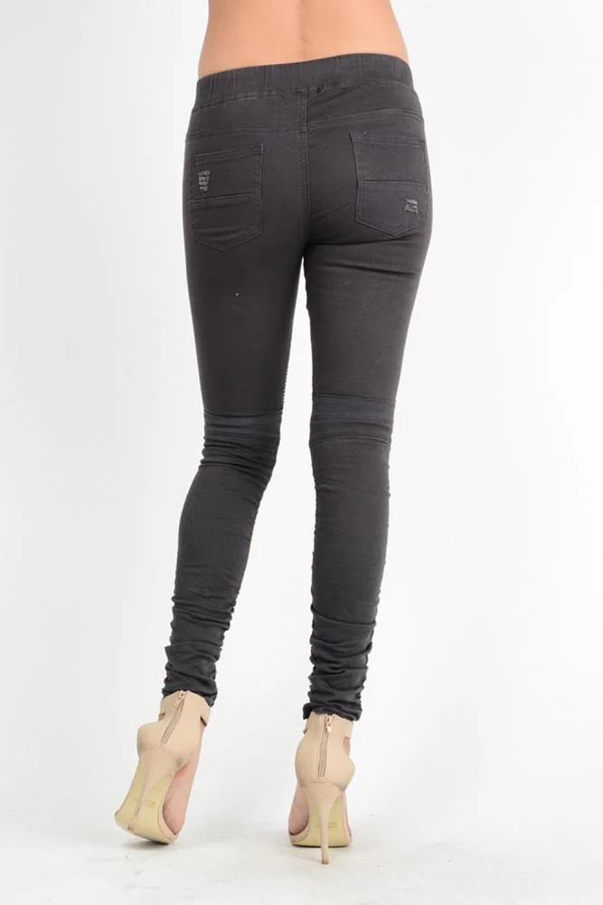 Women's Biker Style Ripped Zip Rider Jogger Pants - Image 16