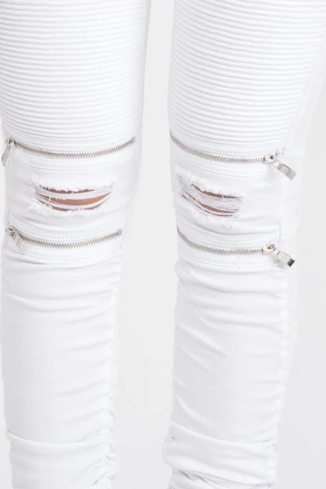 Women's Biker Style Ripped Zip Rider Jogger Pants - Image 32